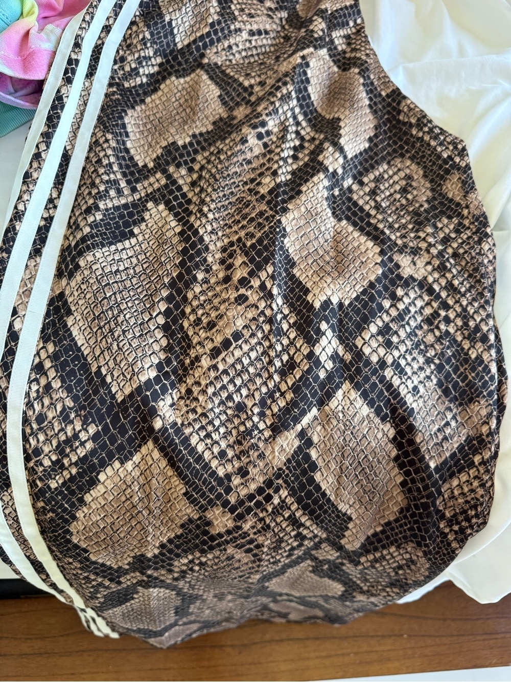 adidas Brown Snake-Print Wide Leg Track Pants with White Stripes - Picture 4 of 7